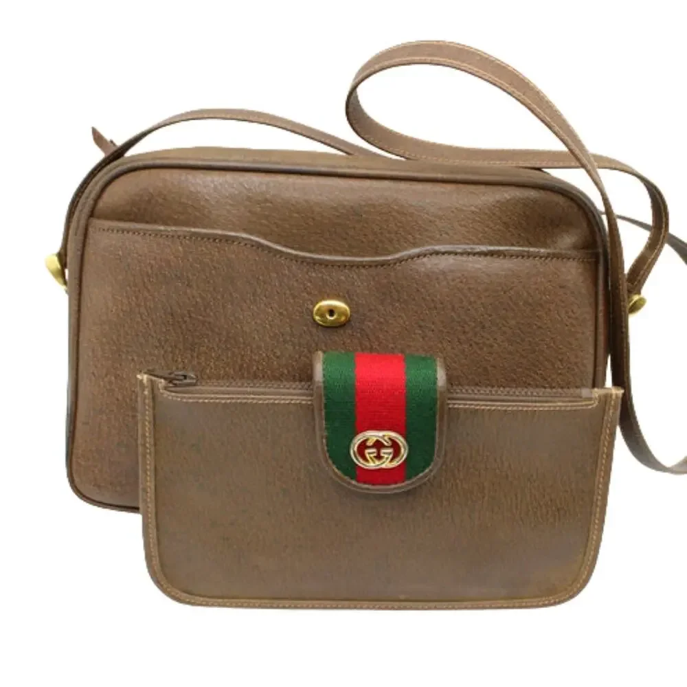 Gucci Bag Crossbody Clutch Wallet Ophidia Marmont Brown Leather GG Red Green - Picture 5 of 13